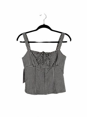 Princess Polly Gingham Corset Crop Top Black White Tie Front Size US 4